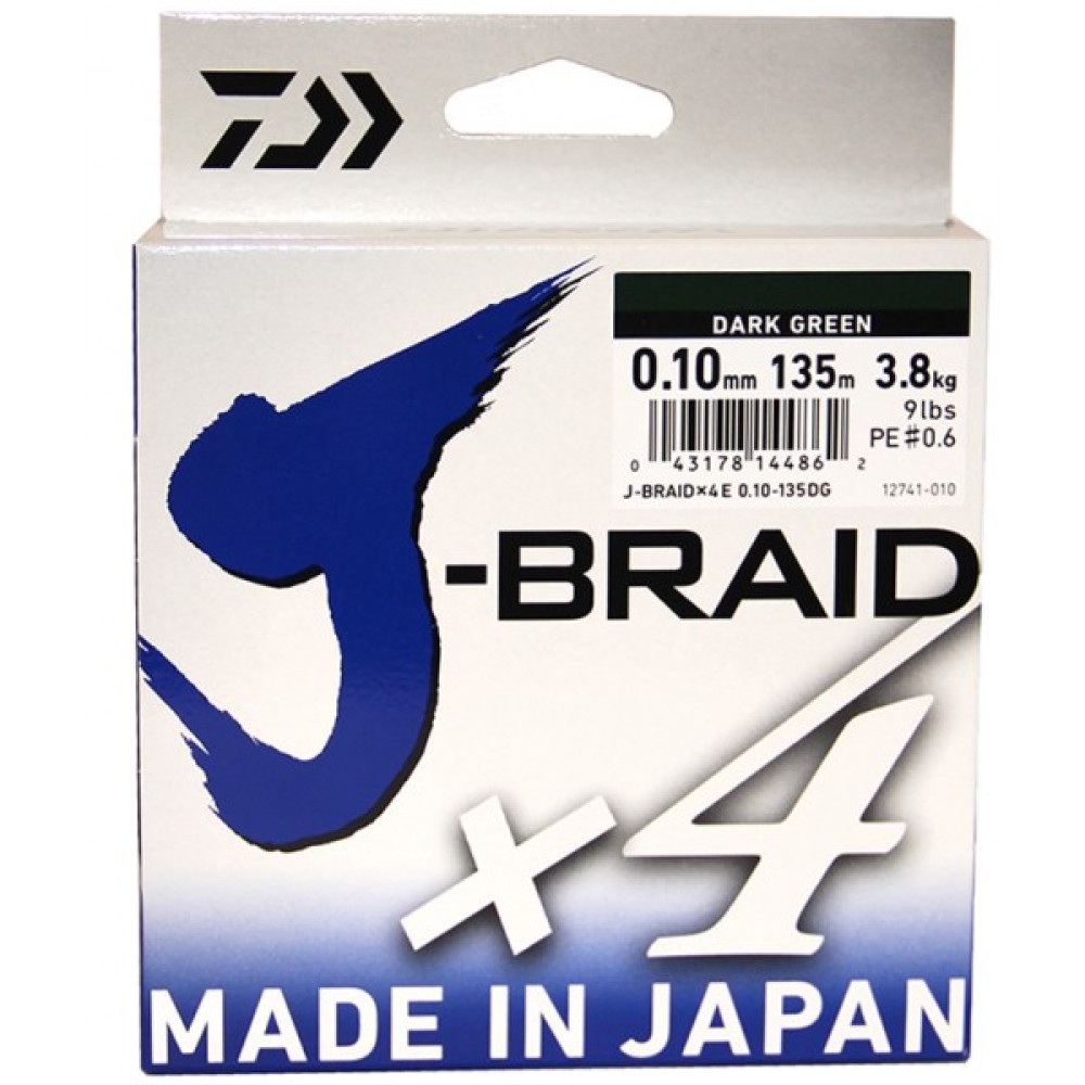 Плетеный шнур J-BRAID x4 135m #0.10 3.8kg